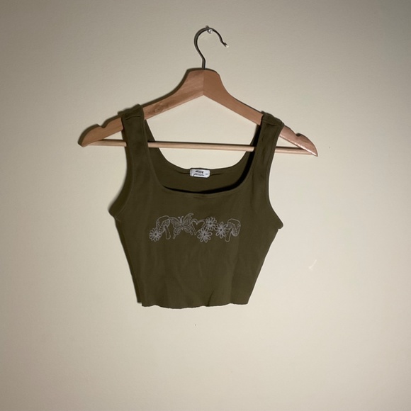 Dark Green tank top with cute graphic design - Picture 2 of 3
